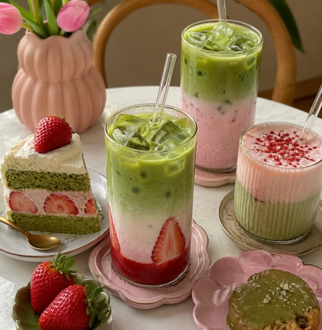 Matcha Strawberry dengan Rasa Segar dan Tekstur Creamy